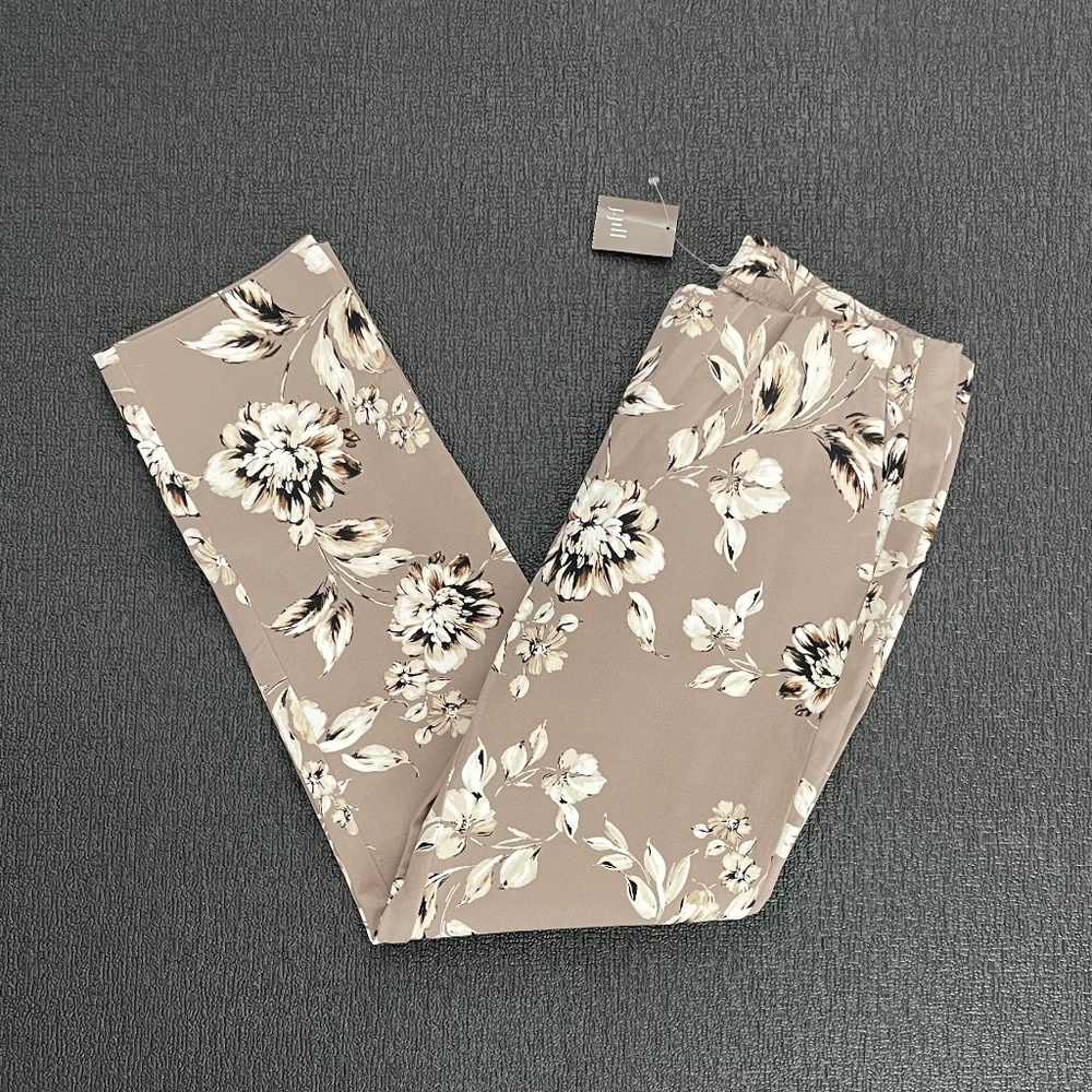 J.Jill Floral Bi-Stretch Sandlewood Pants NWT 4